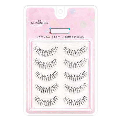 5 Pairs Self-Adhesive C Curl False Eyelashes, Mixed Lengths 6-9mm & 10-12mm - Reusable for Natural & Cosplay Looks