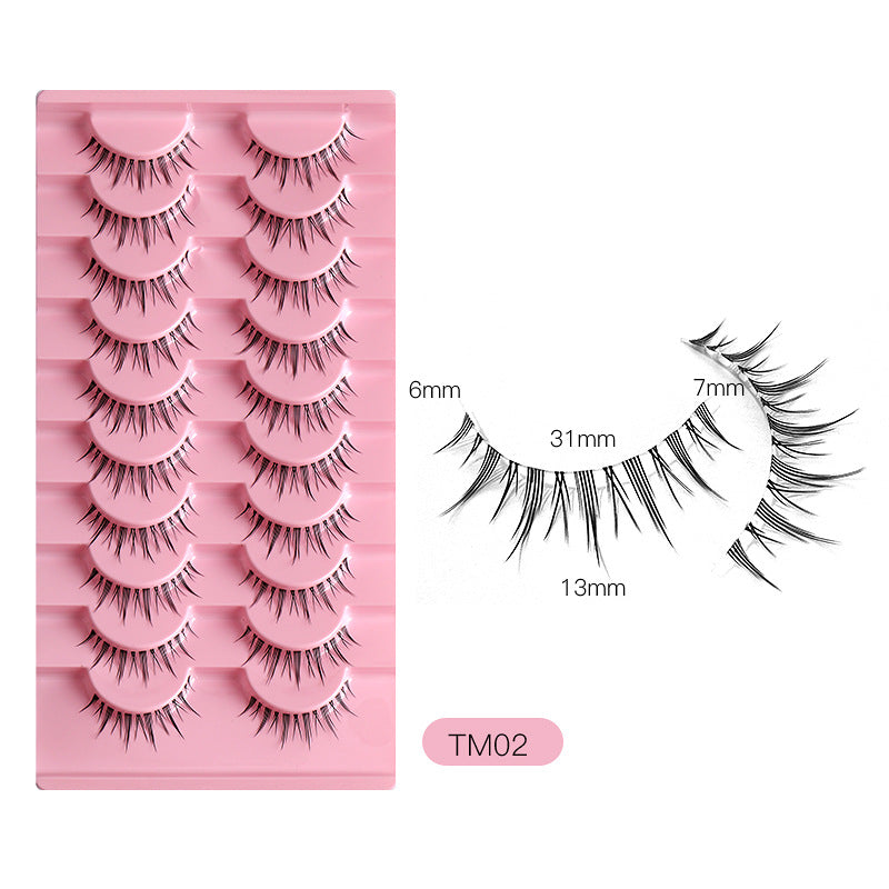 100PCS 10 Pairs Wholesale of Little Devil False Eyelashes with Naturally Tapered, Lightweight, Transparent Fishing Line Stems and Fairy Lashes