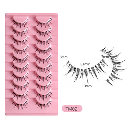 100PCS 10 Pairs Wholesale of Little Devil False Eyelashes with Naturally Tapered, Lightweight, Transparent Fishing Line Stems and Fairy Lashes