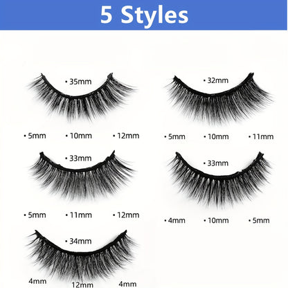 10 Pairs of Luxury Self-Adhesive Eyelashes - Natural Waterproof, Fluffy & Wispy, Lightweight & Long-Lasting.