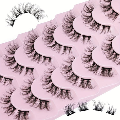 CURSAVELA Individual DIY lashes 7 Pairs Wispy Cat Eye - 15mm 5D Fluffy Design for a Natural Dramatic Look, Perfect for Everyday Use