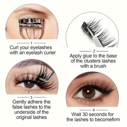 Waterproof Eyelash Glue Set of 4 Bottles - Quick Dry, Long-lasting, Non-irritating Lash Adhesive, Alcohol-Free, Latex-Free, Strong Hold for DIY Eyelash Extensions.