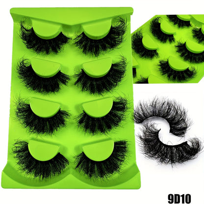 4 Pairs 9D Faux Mink Voluminous Lashes, Self-Adhesive, Reusable, Multi-Style Options