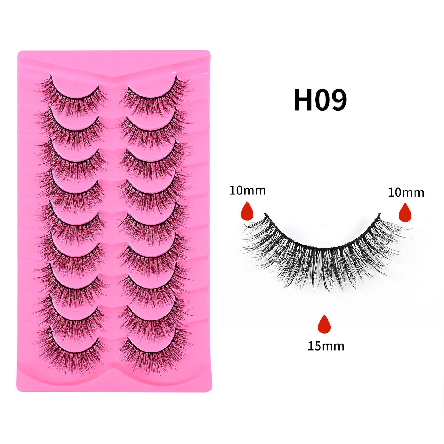 More style 9 Pairs 5D Explosion Style False Eyelashes, Large Capacity, Dense and Curled Self-Extension Lashes, Natural Stiff Stem False Eyelashes