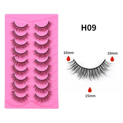 More style 9 Pairs 5D Explosion Style False Eyelashes, Large Capacity, Dense and Curled Self-Extension Lashes, Natural Stiff Stem False Eyelashes