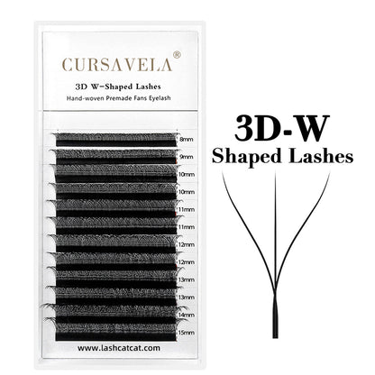 CURSAVELA W Pre-Made Eyelashes Premium Mink 3D,4D,5D,and 6D Pre-made False Eyelashes.W Shape for a Soft,Natural Look.