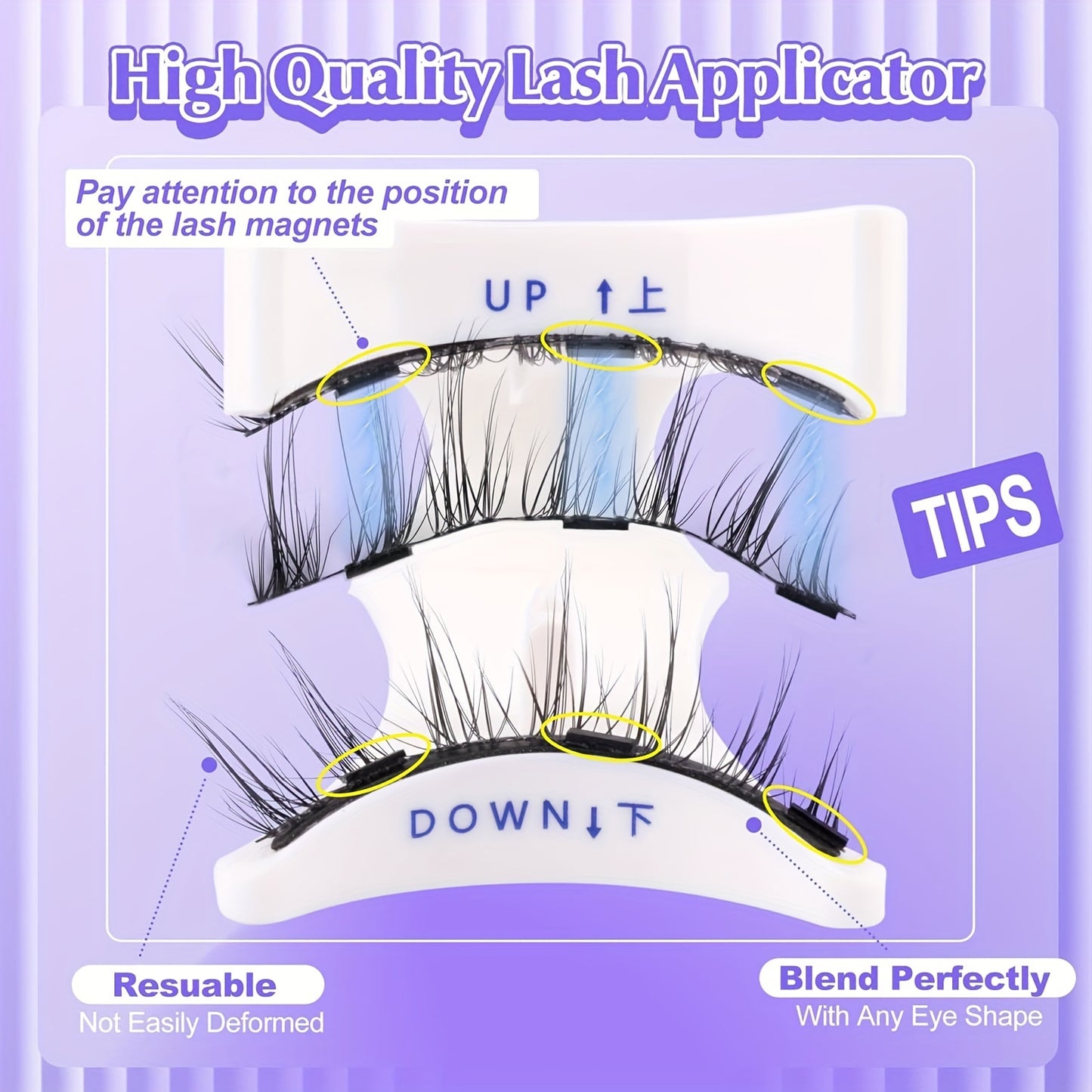 Magnetic Eyelashes Kit - Natural Look, Reusable Manga Magnetic Lashes with Applicator, No Glue Needed, Easy to Wear & Remove for All-Day Comfort