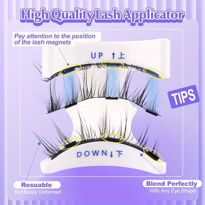 Magnetic Eyelashes Kit - Natural Look, Reusable Manga Magnetic Lashes with Applicator, No Glue Needed, Easy to Wear & Remove for All-Day Comfort