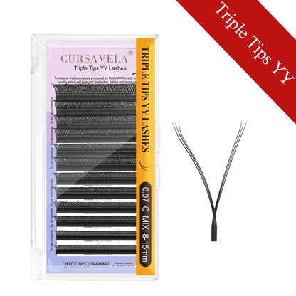 YY Pre-Made Eyelashes 100pcs The exquisite CURSAVELA eyelashes significantly boost the eyes' allure.