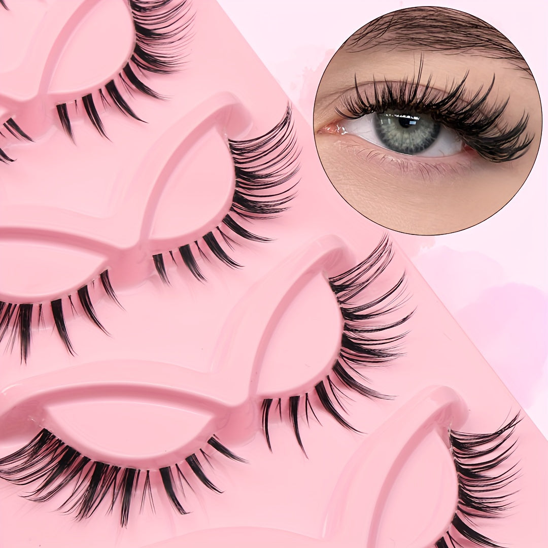 Russian Volume Cat Eye False Eyelashes, 5 & 7 Pairs Mixed Styles, Self-Adhesive D & DD Curl, Reusable, Beginner-Friendly, Natural Look, Extra Long Fluffy Lashes