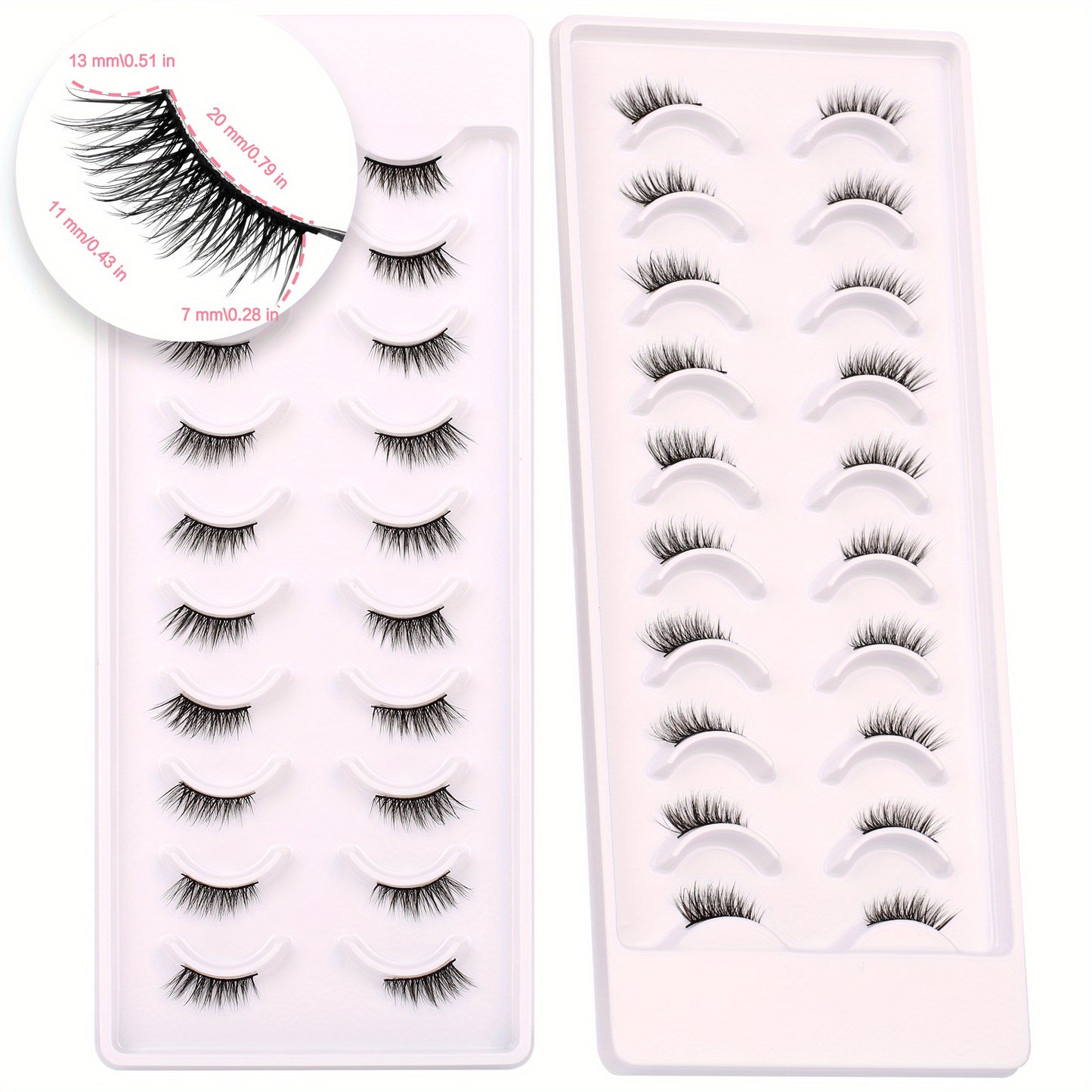 False Eyelashes Natural Look Half Lashes Short Wispy Lashes Pack Cat Eye 3D Faux Mink Lashes Fluffy Fake Eyelashes 10 Pairs Multipack