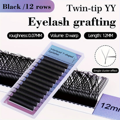 YY Pre-Made Eyelashes 2-Row D-Curl False Eyelashes Kit - Natural Look 0.07mm Thick, Easy to Apply, Variety of Lengths (8-15mm), Perfect for Beginners