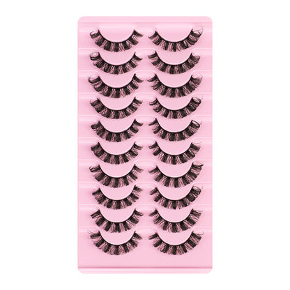 10-Pair Set of New DD Curl Russian Volume Lashes, Large Curve, Dramatic C & D Curls, Thick European & American Style Eyelashes