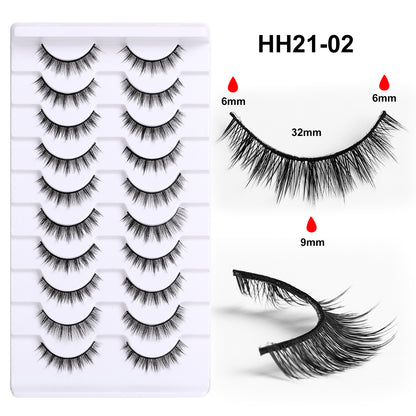 100pcs CURSAVELA Thick Eyelashes 10 Pairs Set, European Style Long Black Stems