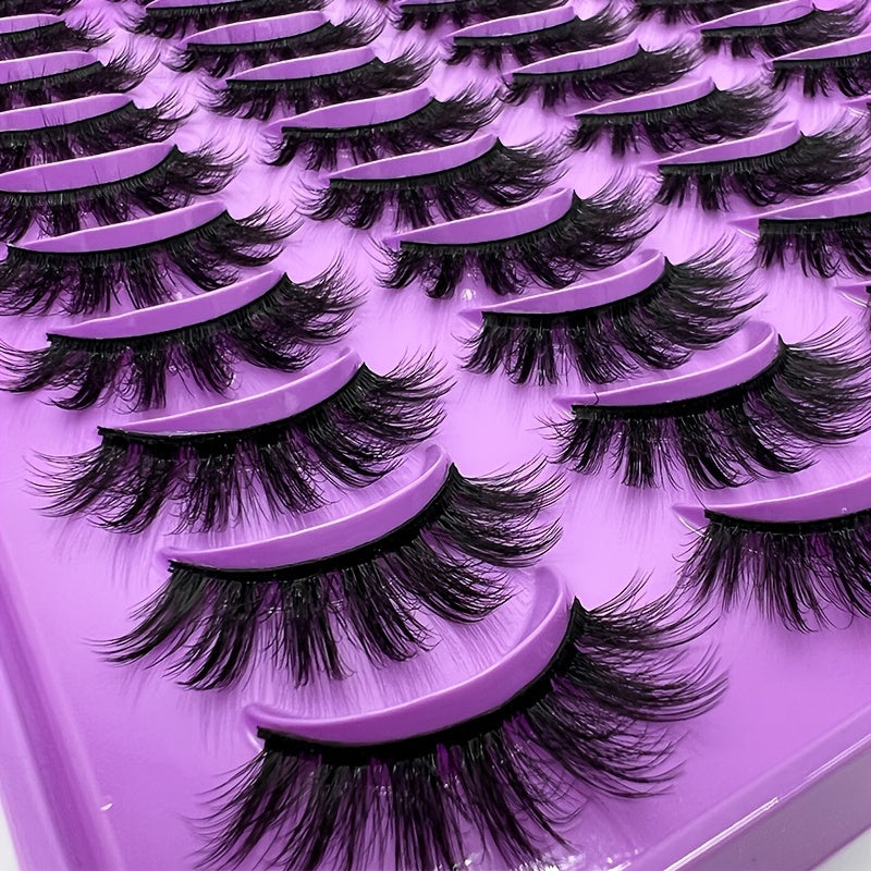 20 Pairs Faux Mink Eyelashes - Natural to Glamorous C Curl Lashes in Cat Eye, Doll & Fluffy Styles, Comfortable Wear.