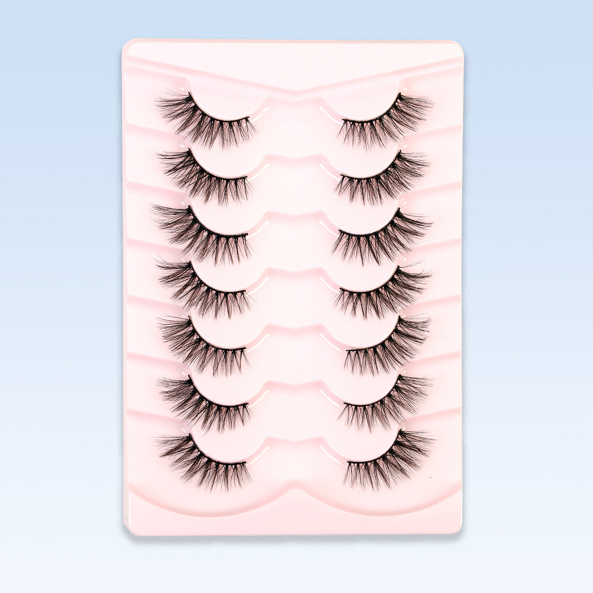 CURSAVELA 7 Pairs Half Eye 3D Short Cat Eye False Eyelashes, Faux End-Half Style