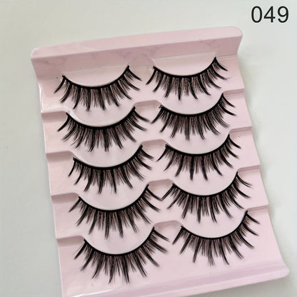 5 Pairs Dramatic Manga Lashes, 3D Wispy Cross Style, Reusable & Lightweight for Anime-Inspired Look