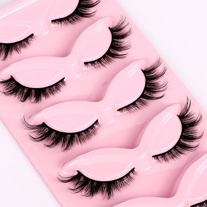 Diagonal Flare 5-Pair Set, Domestic 007 Material, 3D Voluminous, Dramatic Curl, Multi-Layered, One-Piece Eyelashes