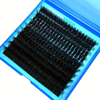 Luxe Faux Mink Eyelashes - D Curl, Thick & Fluffy Cluster Extensions, 10-16mm, DIY Individual Lashes for Beginners, Reusable