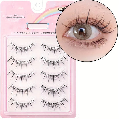 New Arrival 5 Pairs Luxurious 3D Faux Mink Lashes with Strong Hold Glue - Natural, Fluffy, Reusable, Lightweight, Comfortable for Dramatic Eyes