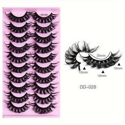 10 Pairs 3D Natural Look False Eyelashes, Hypoallergenic Individual Curl Up Lashes, Fluffy & Durable for Beginners Makeup