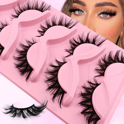 100PCS 5 Pairs/Pack Cat Eye False Eyelashes, Fox Eye Angel Faux Mink Mega Lashes, Fluffy Fake Eyelashes, 6D Eye Lashes, Natural Look.”