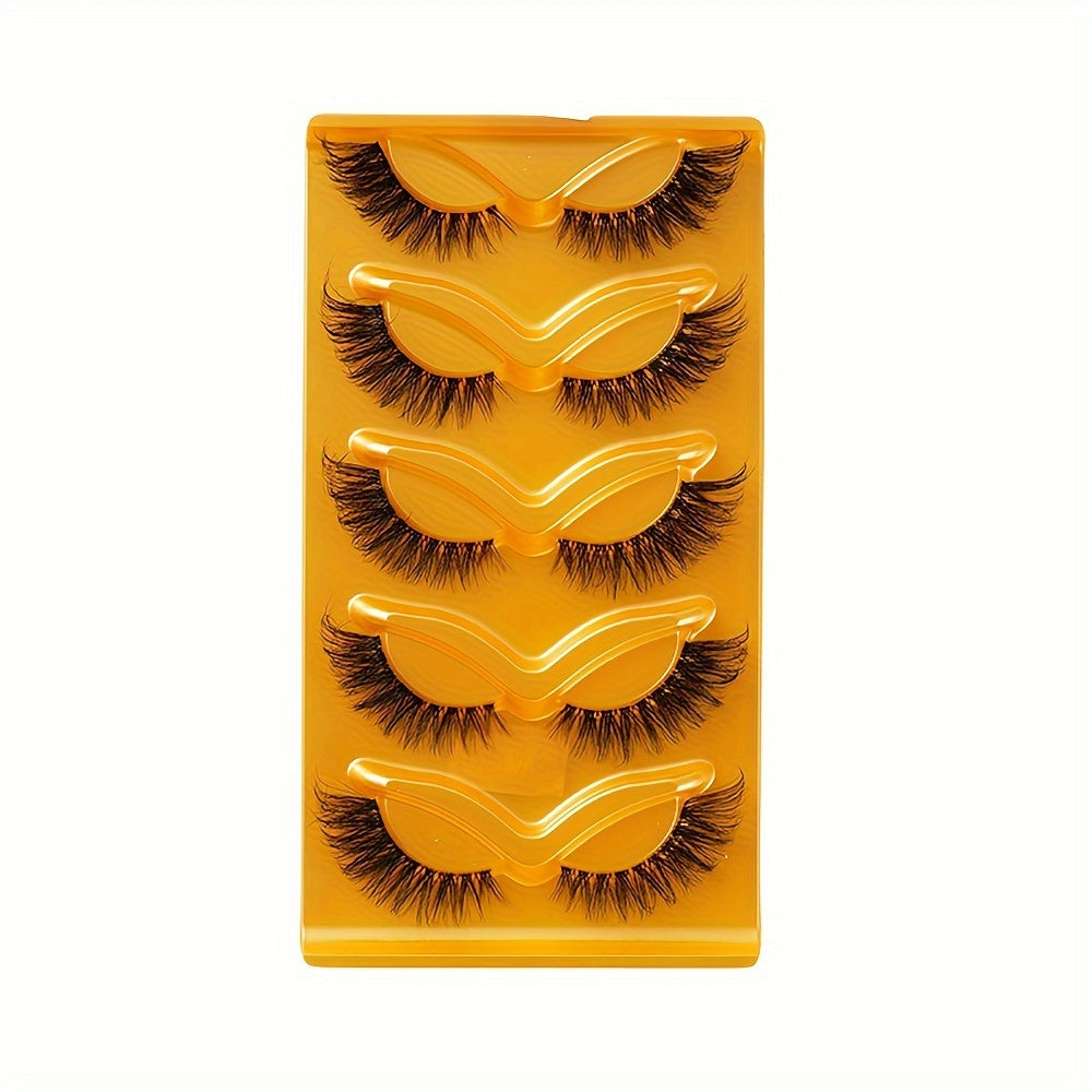 CURSAVELA 5 Pairs Fox Eye Lashes - Thick, Fluffy, Natural Look with Transparent Band, Cat Eye Style for Bold & Charming Eyes