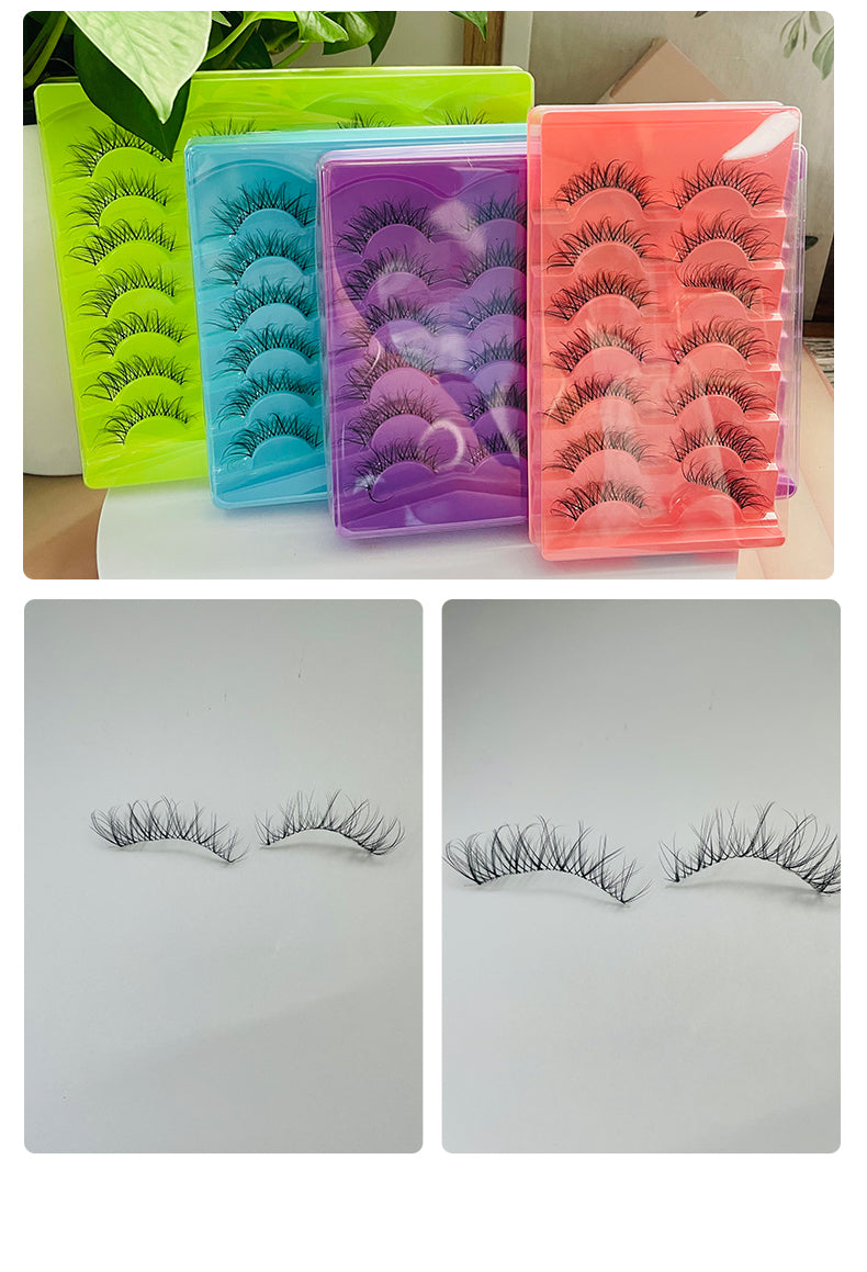 Handmade Full Strip Eyelashes, Natural Style, Synthetic Hair, Durable and Reusable False Eyelashes, Thick Colorful Custom Makeup Lashes