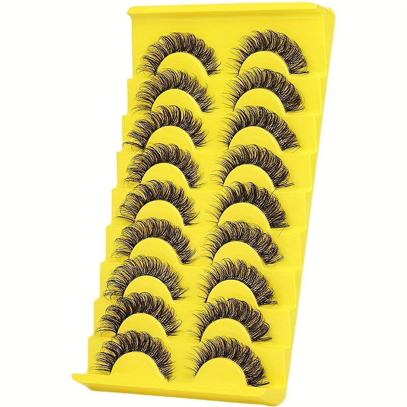 10 Pairs Luxurious 3D Faux Mink Volume False Eyelashes - Soft & Fluffy, Natural Look, Long & Dramatic - Reusable, Must-Have Kit for Glamorous Eyes