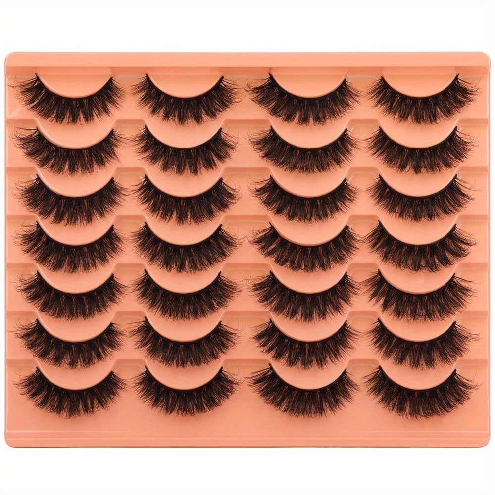 Classic Volume Eyelashes 14 Pairs Thick and Fluffy Faux Mink False Eyelashes Pack – Wispy Black Cat Eye Lashes with a Natural Look, Like Eyelash Extensions