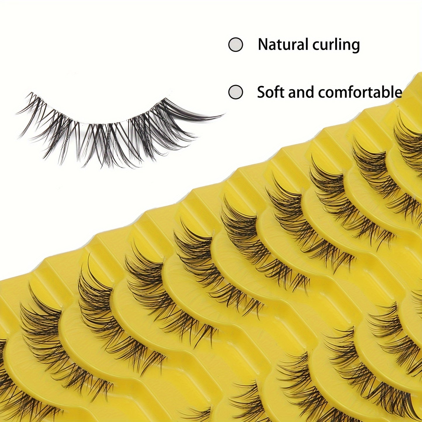 Fluffy Fox Eye False Eyelashes - Natural Look, Wispy Full Strip with Winged Ends, Reusable Faux Mink Lashes for Cosplay & Dance