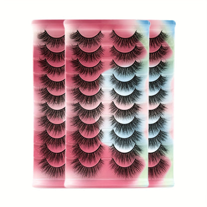 Classic Volume Eyelashes 10 Pairs of 3D Natural False Eyelashes – Ultra-Wispy, Dramatic Volume, Long, Handcrafted