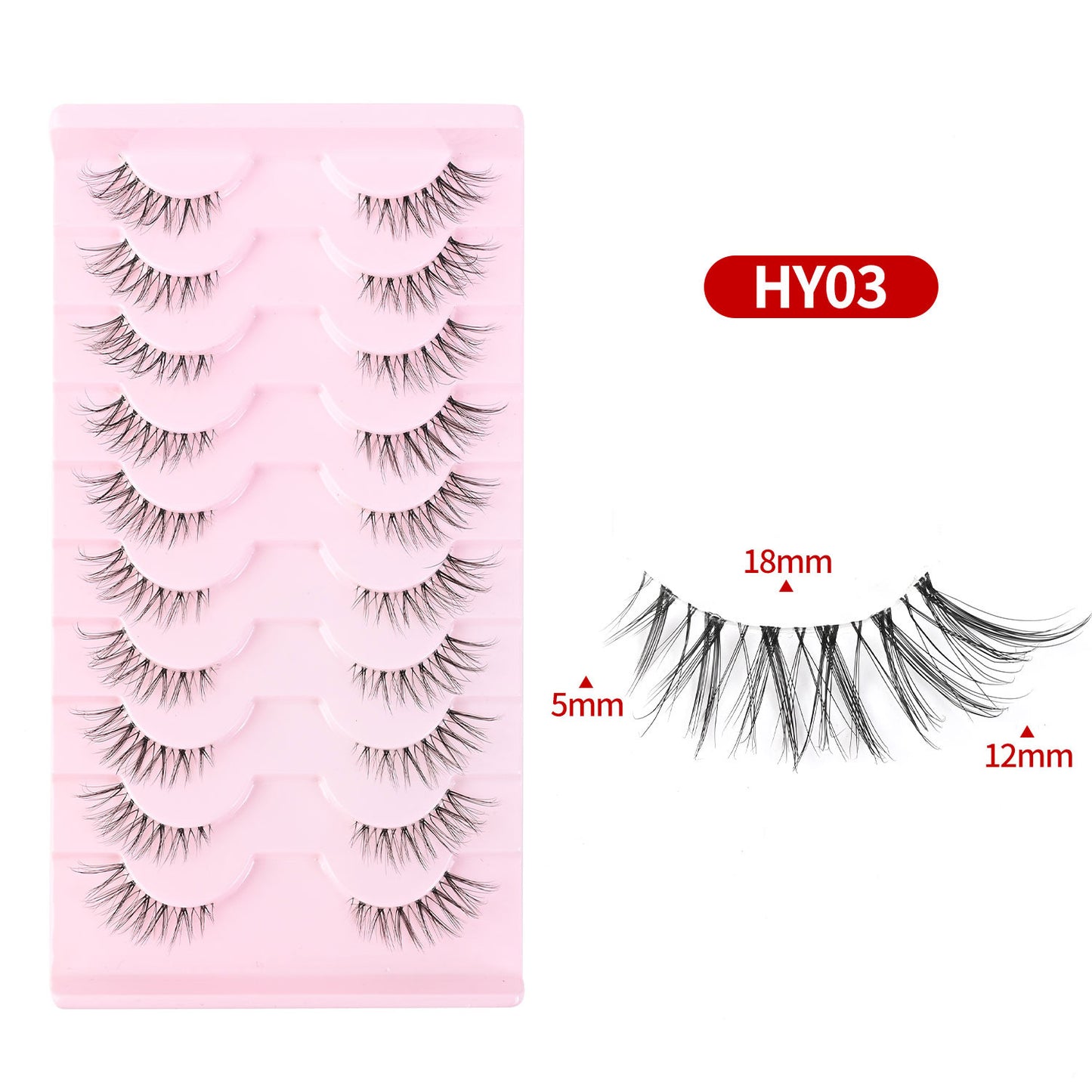 CURSAVELA Cat Eye Lengthening Transparent Stem False Eyelashes 10 Pairs/Set, Dense and Natural Tail Extension Design