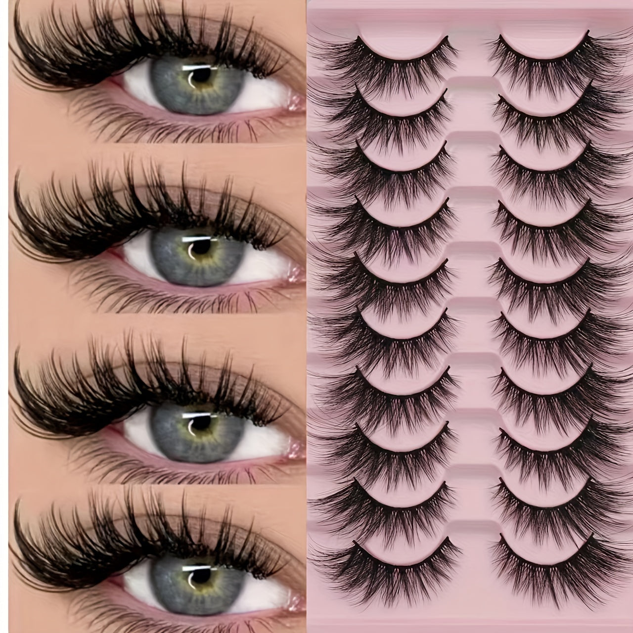 Luxury 3D Plush Cat Eye Fox Eye False Eyelashes - Thick, Fluffy, Lightweight, Suitable for Beginners | Multiple Styles Reusable Self-Adhesive Eyelashes (C/D Curl, 10-12mm/16-18mm/6-9mm)