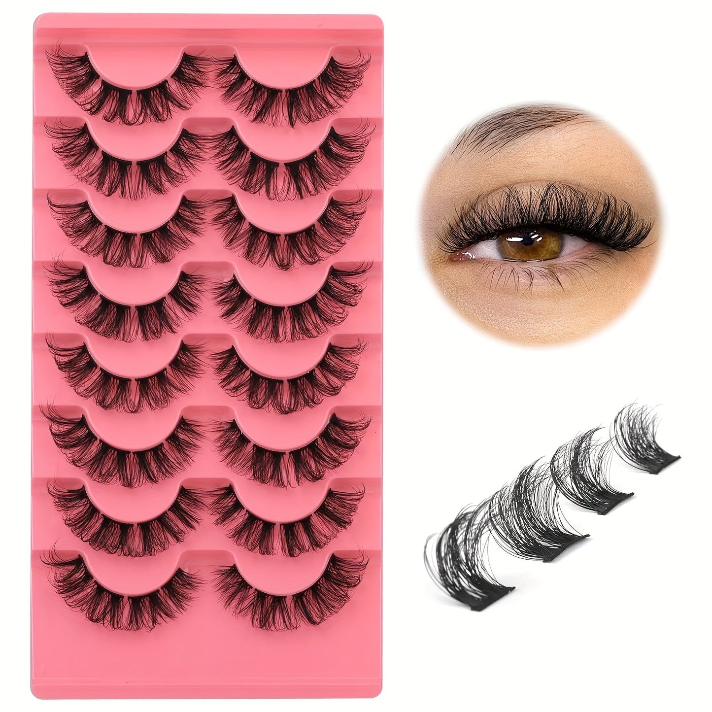 Lush 3D Faux Mink Lashes Kit: Waterproof, Lightweight, Multi-Length DIY for Natural to Glam Looks (8 Pairs)