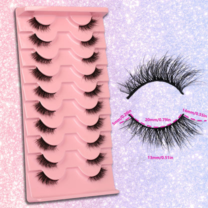 3D Crisscross Fluffy Half Eye Lashes - Soft, Reusable, Super Natural Extension False Eyelashes for Daily Makeup and Party - Easy to Apply, Long-Lasting, Comfortable Wear