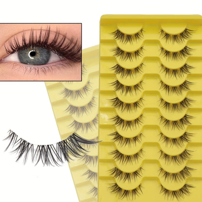 Fluffy Fox Eye False Eyelashes - Natural Look, Wispy Full Strip with Winged Ends, Reusable Faux Mink Lashes for Cosplay & Dance