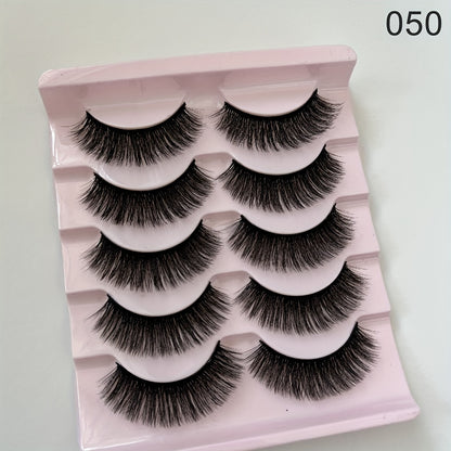 5 Pairs Dramatic Manga Lashes, 3D Wispy Cross Style, Reusable & Lightweight for Anime-Inspired Look