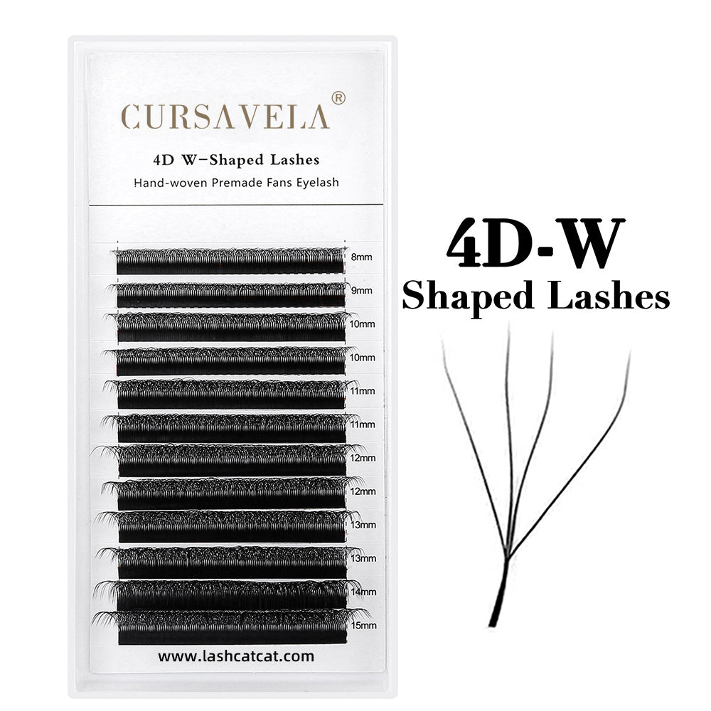 CURSAVELA W Pre-Made Eyelashes Premium Mink 3D,4D,5D,and 6D Pre-made False Eyelashes.W Shape for a Soft,Natural Look.