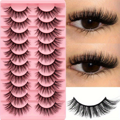 Luxury 3D Plush Cat Eye Fox Eye False Eyelashes - Thick, Fluffy, Lightweight, Suitable for Beginners | Multiple Styles Reusable Self-Adhesive Eyelashes (C/D Curl, 10-12mm/16-18mm/6-9mm)