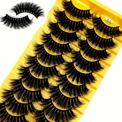 10 Pairs 3D Cat Eye Eyelashes, Fluffy & Soft Cross Style, Natural Manga-Inspired False Lashes for Daily & Glam Makeup