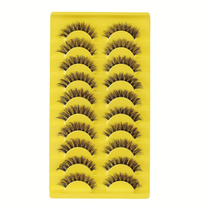 10 Pairs Luxurious 3D Faux Mink Volume False Eyelashes - Soft & Fluffy, Natural Look, Long & Dramatic - Reusable, Must-Have Kit for Glamorous Eyes