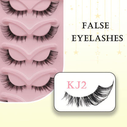 5 Pairs Self-Adhesive Russian DD & C Curl Fluffy Cluster Eyelashes - Reusable, Dramatic 3D Effect, Lengths 10-18mm