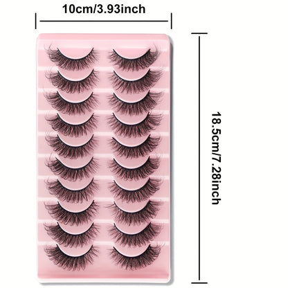 50Pairs/5 Pack Fluffy False Eyelashes Wispy Lashes 3D Volume Strip Lashes D Curl Fake Eyelashes Bulk Faux Mink Eyelashes for Halloween