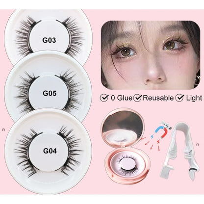 1 Pair Magnetic False Eyelashes, Natural 3D Effect, No Glue Needed, Reusable Magnetic Eyelashes for Makeup