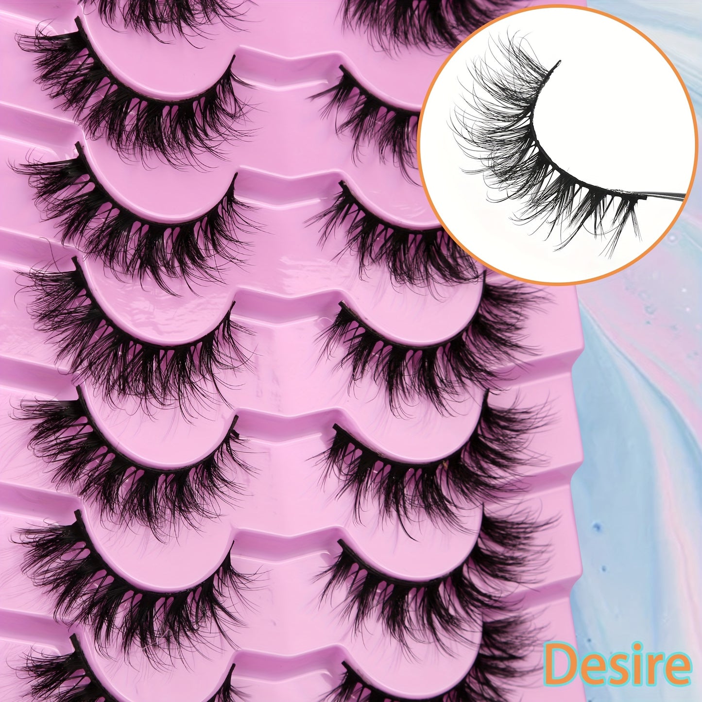 7 Pairs of 8D Fluffy Faux Mink Short Natural False Eyelashes – Dramatic Wispy Effect for Stunning Eye Look