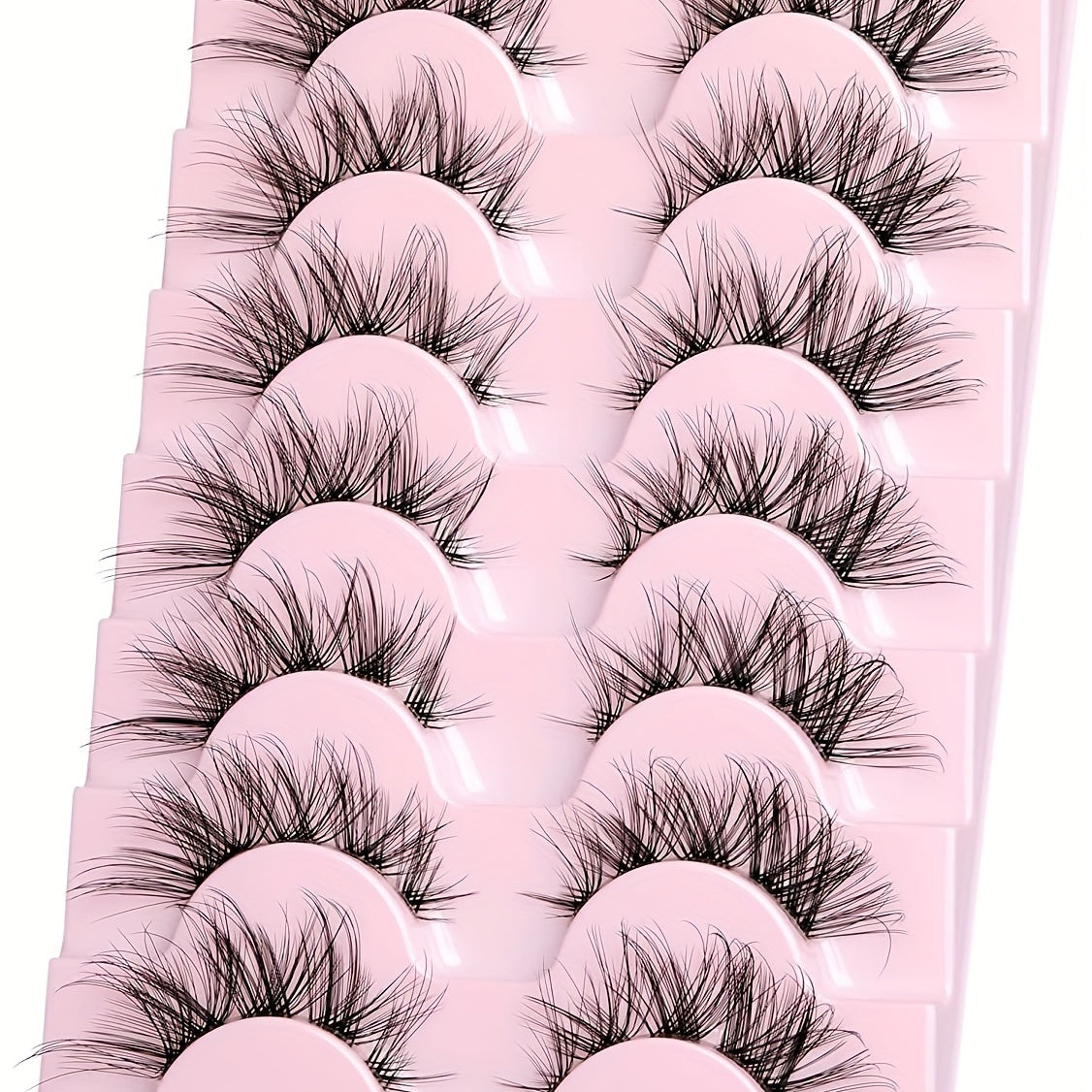 7 Pairs of Fitting Eyelashes - Natural Look, Clear Band, Thin, Fox Eyes, Korean Short, Anime Mink, Cluster Strip Pack.