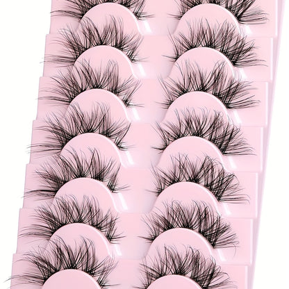 7 Pairs of Fitting Eyelashes - Natural Look, Clear Band, Thin, Fox Eyes, Korean Short, Anime Mink, Cluster Strip Pack.