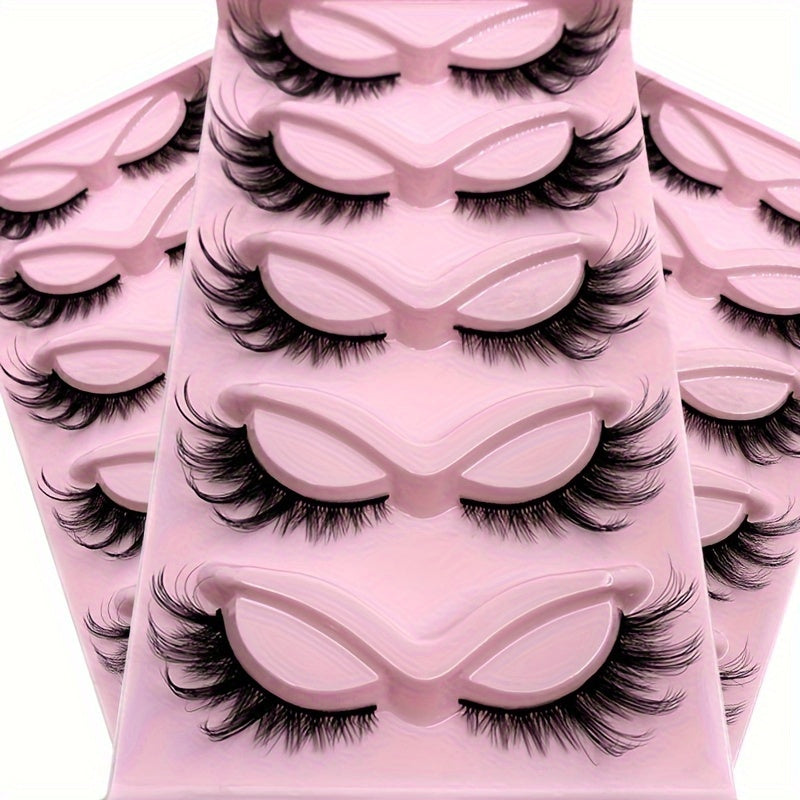 CURSAVELA 5 Pairs 9D Fox Eye Wispy Lashes - Fluffy Faux Mink Cat Eye Spiky Fairy Lashes