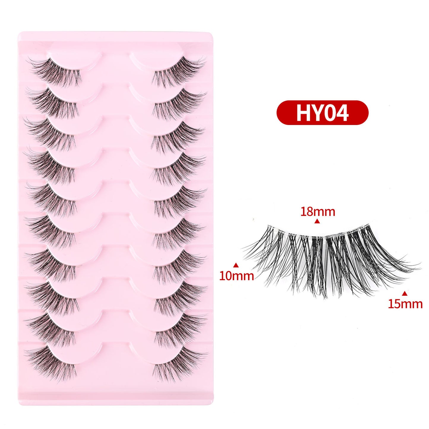 CURSAVELA Cat Eye Lengthening Transparent Stem False Eyelashes 10 Pairs/Set, Dense and Natural Tail Extension Design